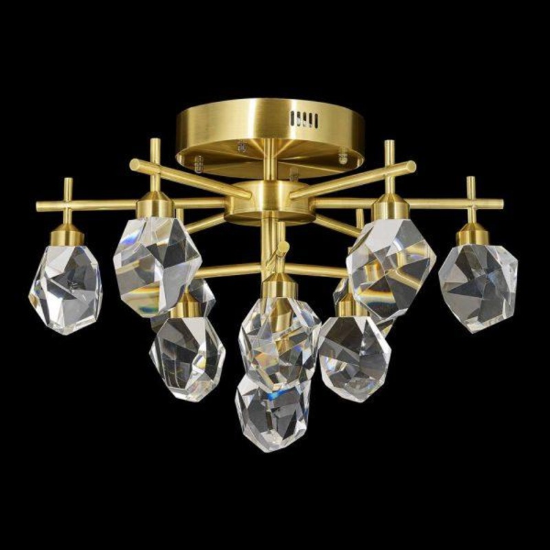 Rock Crystal Flush Mount Antique Brass