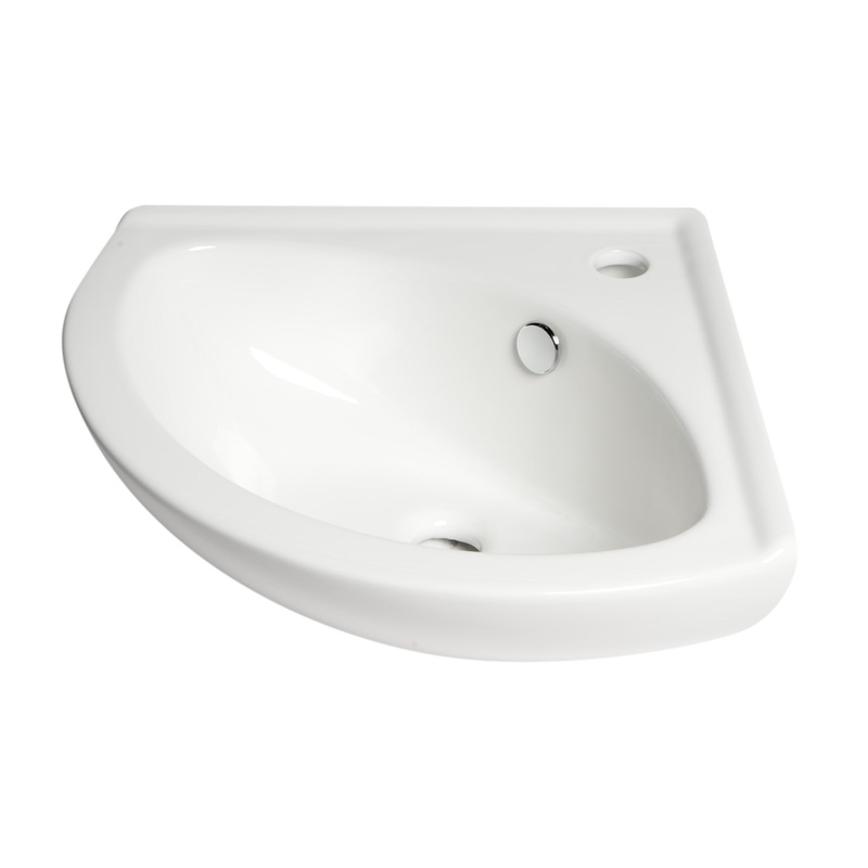 ALFI brand ABC120 White 22″ Corner Wall Mounted Ceramic Sink with Faucet Hole