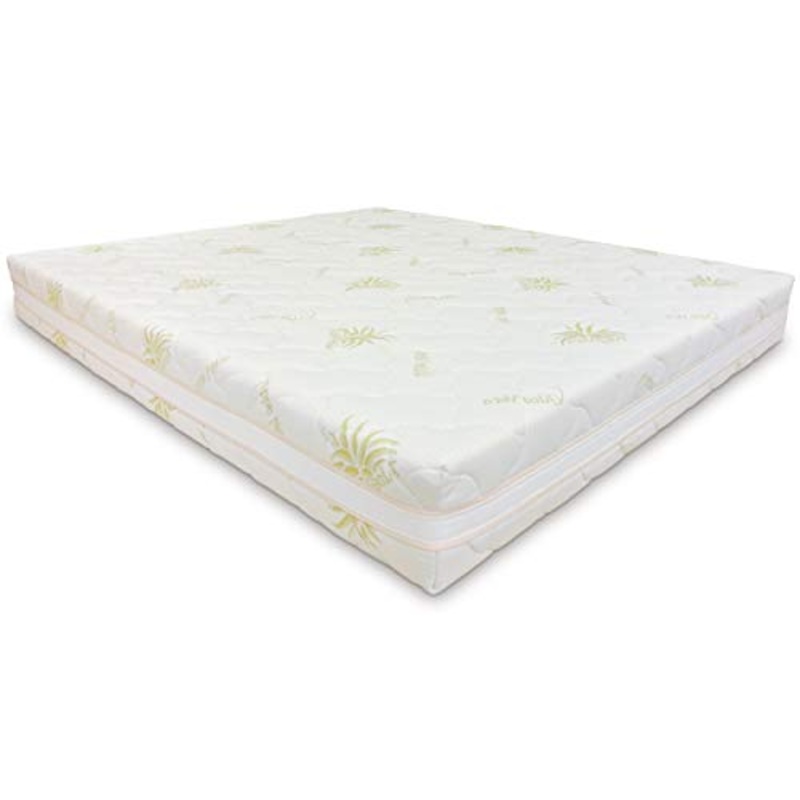 Baldiflex Emporio Fodera per Materasso Matrimoniale in Aloe Vera, Coprimaterasso, con Fascia Traspirante, Sfoderabile con Zip, Atossica, Misura 160x190x20 cm