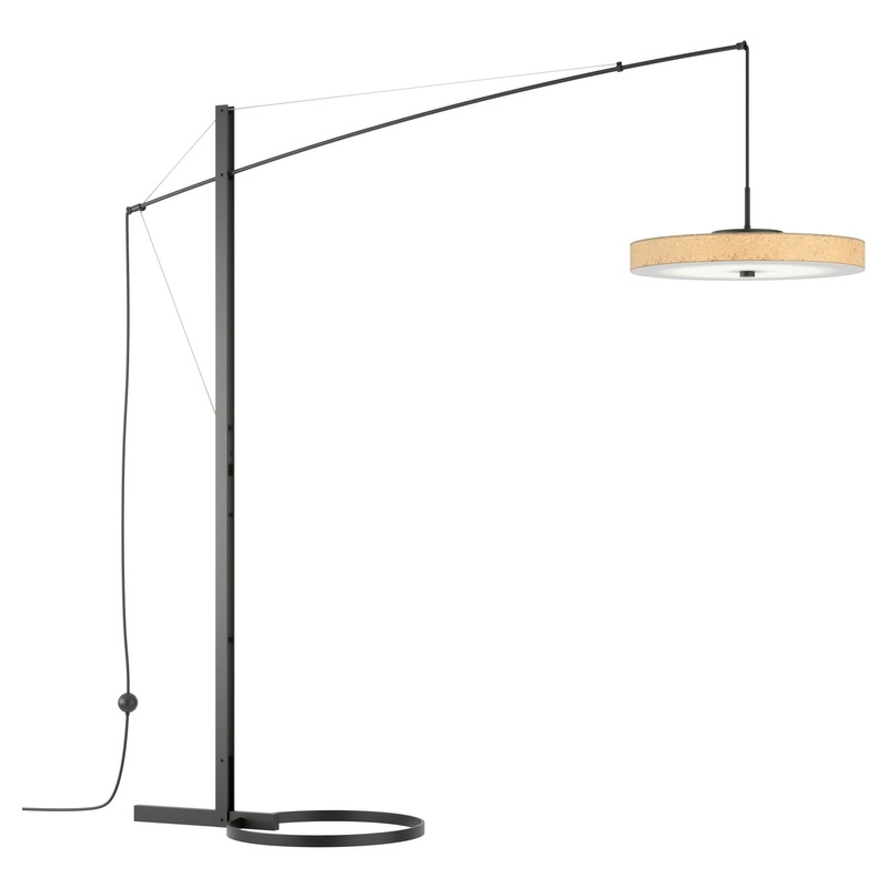 Disq Arc LED Floor Lamp Black Cork Shade (SG)