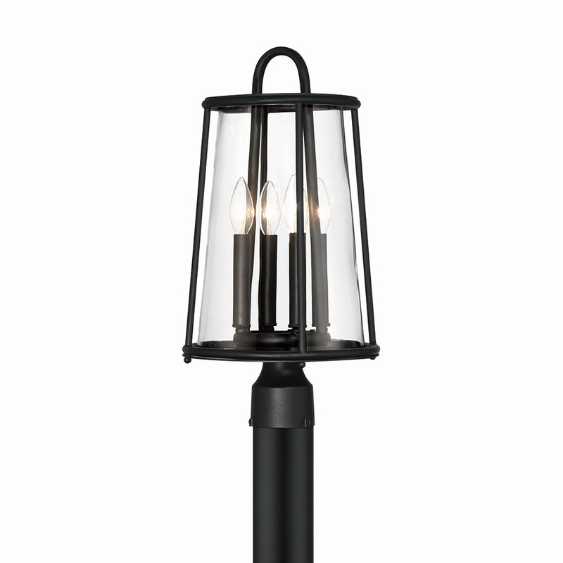 Four Light Outdoor Post Mount from the Daulle Collection in Satin Black Finish by Eurofase