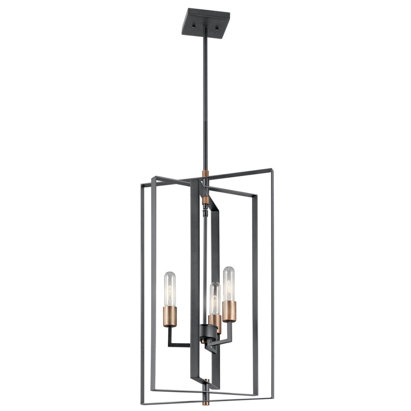 Kichler 43983BK Three Light Foyer Pendant, Black