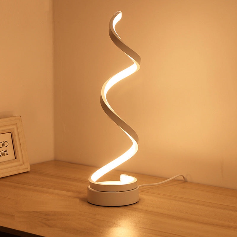 Modern Spiral LED Table Lamp – Dimmable, 3 Light Modes(white)