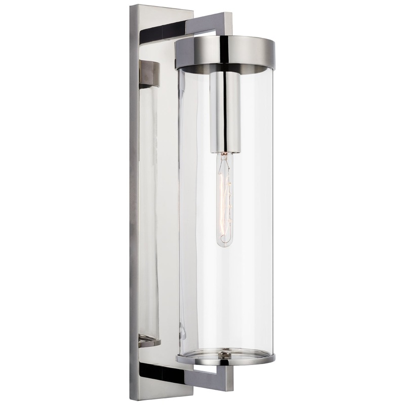 One Light Outdoor Wall Sconce from the Liaison Collection in Polished Nickel Finish by Visual Comfort Signature
