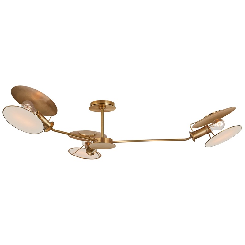 Three Light Semi-Flush Mount from the Osiris Collection in Hand-Rubbed Antique Brass Finish by Visual Comfort Signature