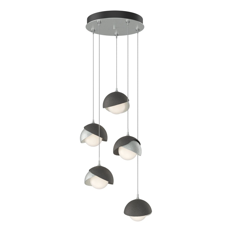 Brooklyn 5-Light Double Shade Pendant Vintage Platinum Natural Iron