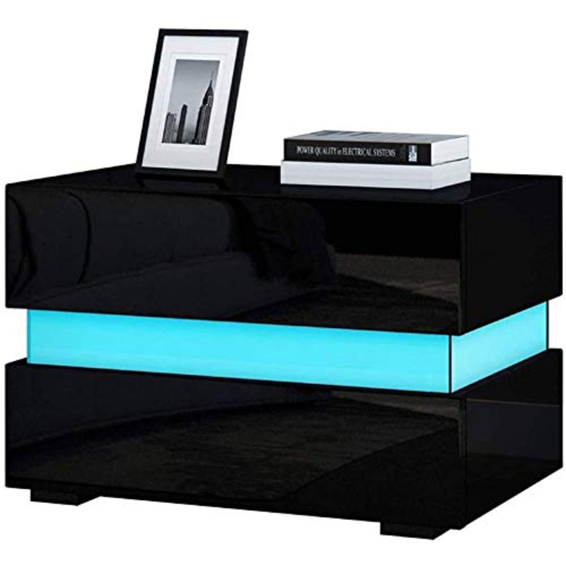 Comodino Lucido Comodino LED (nero)