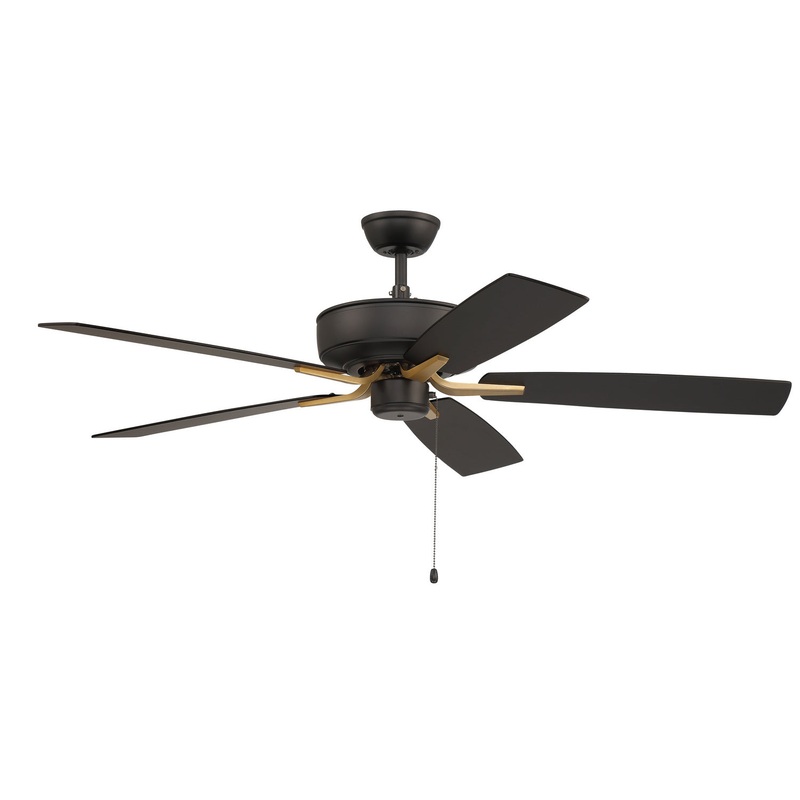 Craftmade P52FBSB5-52BWNFB Pro Plus 52 Fan 52″Ceiling Fan Flat Black/Satin Brass