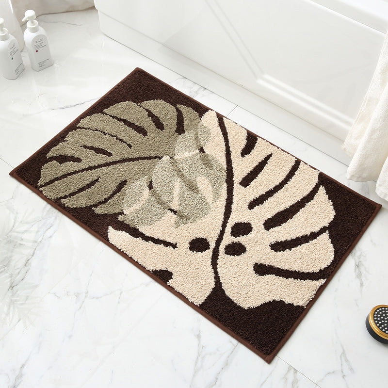 Leaves Fall in Autumn – Brown Jacquard Bathroom Mat – Super Absorbent Non-Slip Rug (40x60cm), Toilet Floor Mat for Bathroom/Bedroom/Entryway