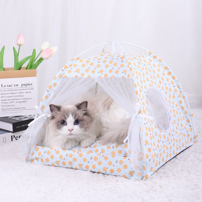 M 40*40CM 10 Catties Within The Pet Yellow Pullet Cooling Summer Pet Tent – Portable Foldable Breathable Outdoor Cat House Shelter