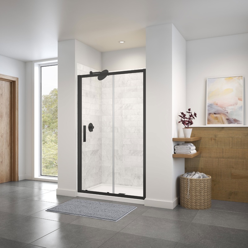 MAAX 135241-900-340-000 Connect 43 -45 x 72 in. 6mm Sliding Shower Door for Alcove Installation with Clear glass in Matte Black