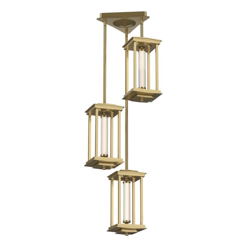 Athena Triple Short LED Lantern Modern Brass