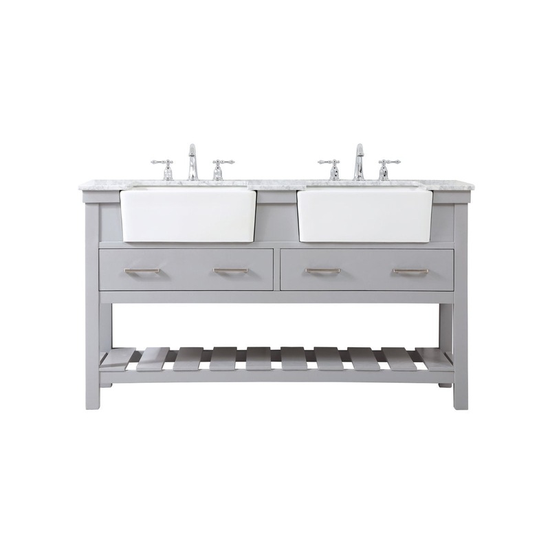 Double Bathroom Vanity from the Clement Collection in Grey Finish by Elegant Lighting