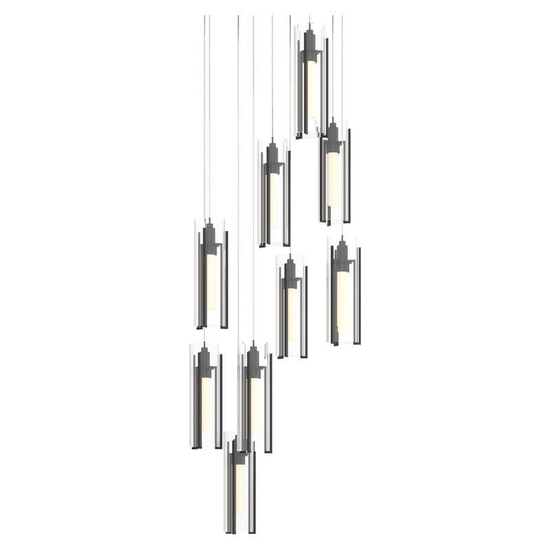 Exos Glass 9-Light Pendant Black Clear Glass (ZM)