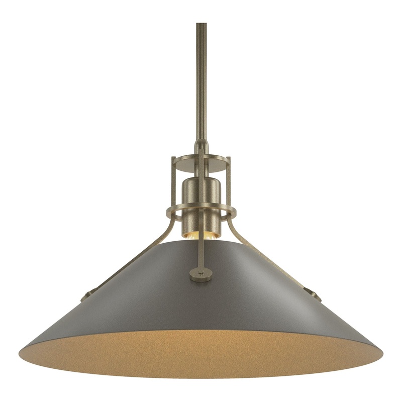 Henry Medium Steel Shade Pendant Soft Gold Dark Smoke