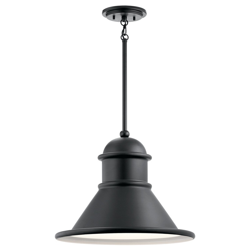 Kichler 49777BK One Light Outdoor Pendant, Black