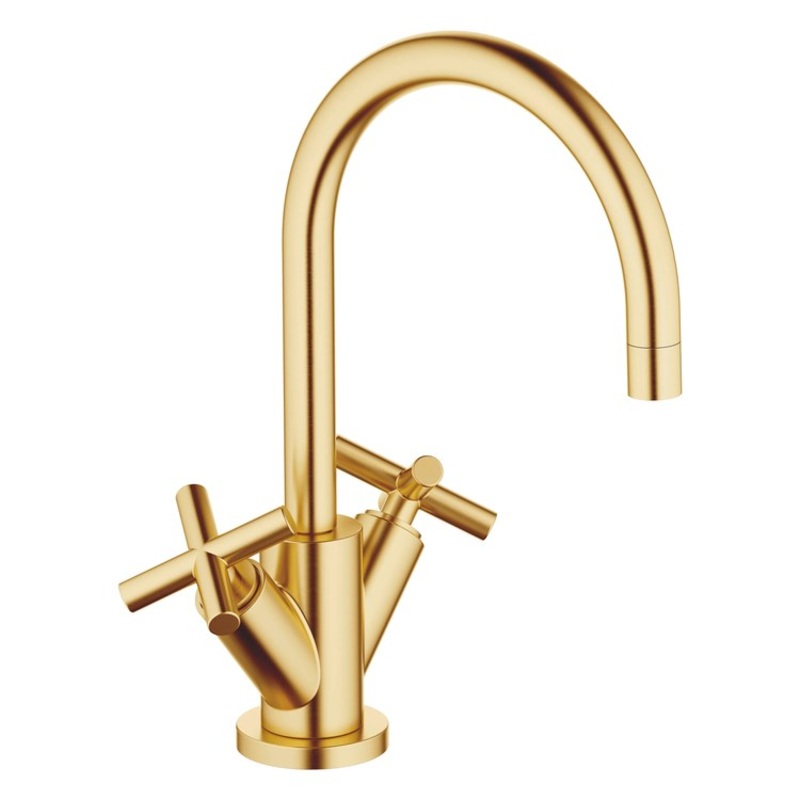 Lavatory Faucet TARA Mixer 2 Cross ADA WaterSense Brushed Durabrass 1.2 Gallons per Minute Pop-Up Waste 1 Hole