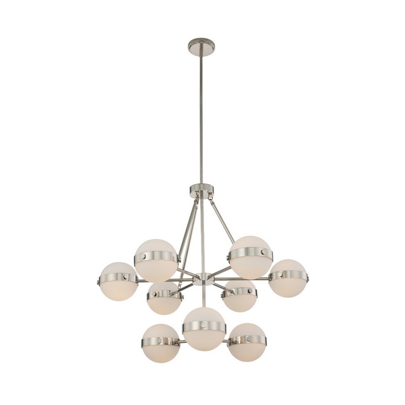 LED Chandelier from the Tacoma Collection in Polished Nickel Finish by Kalco