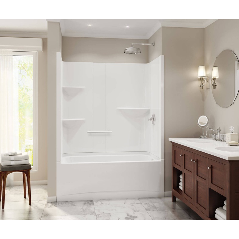 MAAX 105915-SR-000-001 Camelia TS-6032 Acrylic Alcove Right-Hand Drain Two-Piece Tub Shower in White