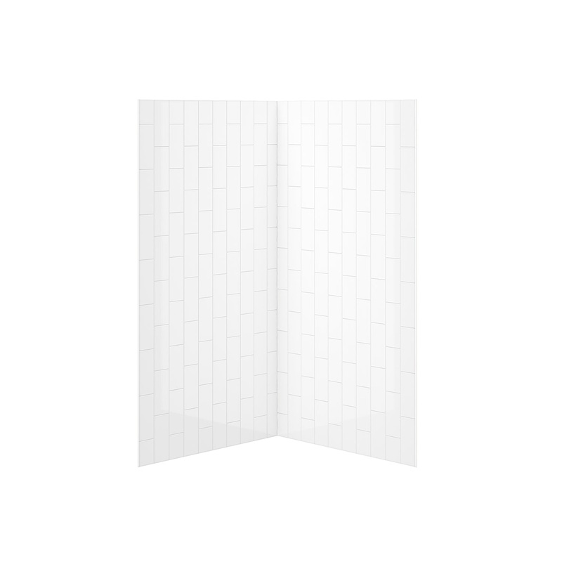 MAAX 107390-000-001 Universal 42 x 42 Acrylic Glue up Two-Piece Vertical Subway Corner Wall Kit in White