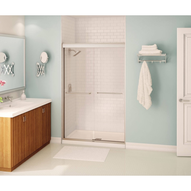 MAAX 135663-900-305-000 Aura 43-47 x 71 in. 6 mm Bypass Shower Door for Alcove Installation with Clear glass in Brushed Nickel