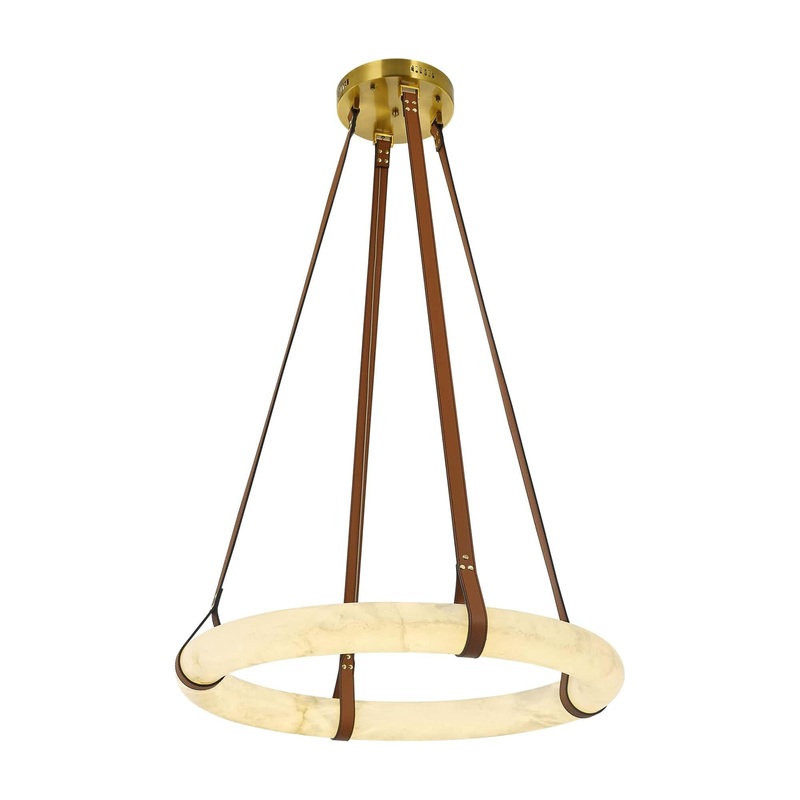 Madrid LED Pendant Antique Brass and Leather Strap