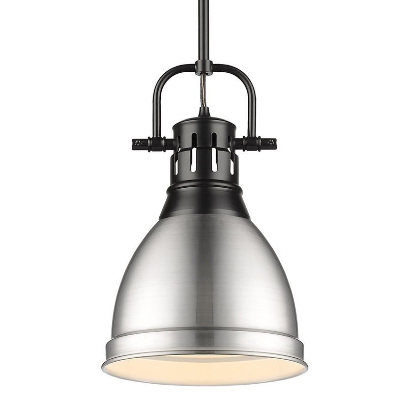 One Light Pendant from the Duncan Collection in Matte Black Finish by Golden