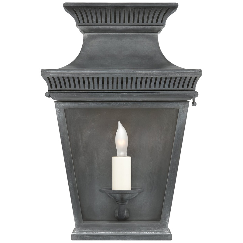 One Light Wall Lantern from the Elsinore Collection in Weathered Zinc Finish by Visual Comfort Signature