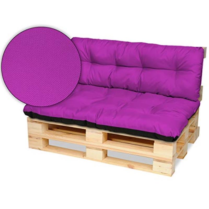 SuperKissen24. Cuscino per Bancale Divano Pallet 120×80 cm con Schienale 120×38 cm Seduta Impermeabile e Comodo per Divanetti da Esterno – Fucsia