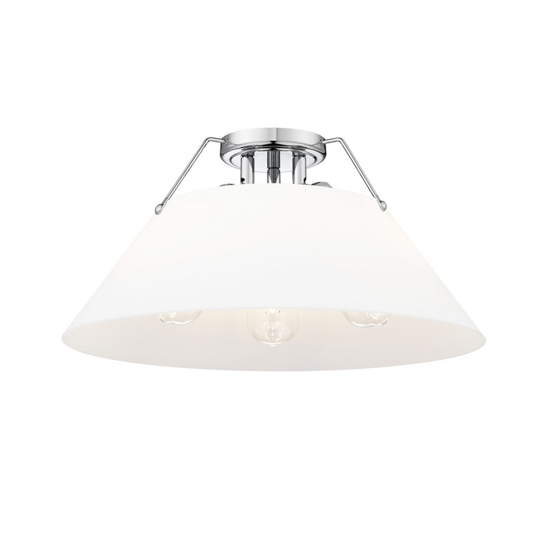 Three Light Flush Mount from the Orwell Collection in Chrome Finish by Golden
