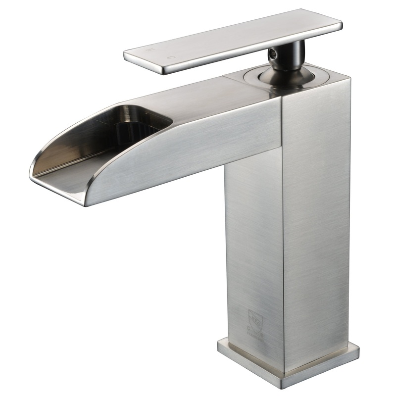 ALFI brand AB1598-BN Brushed Nickel Single Hole Waterfall Bathroom Faucet