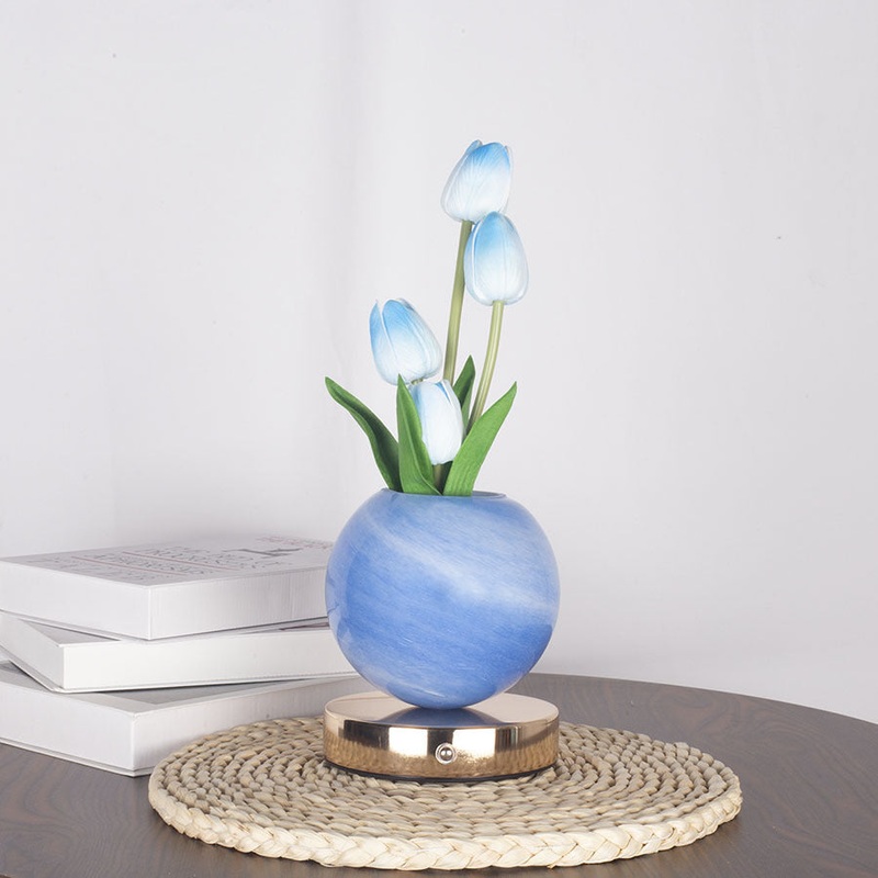 Blue Tulip Night Light – Floral Table Lamp for Bedroom Ambiance