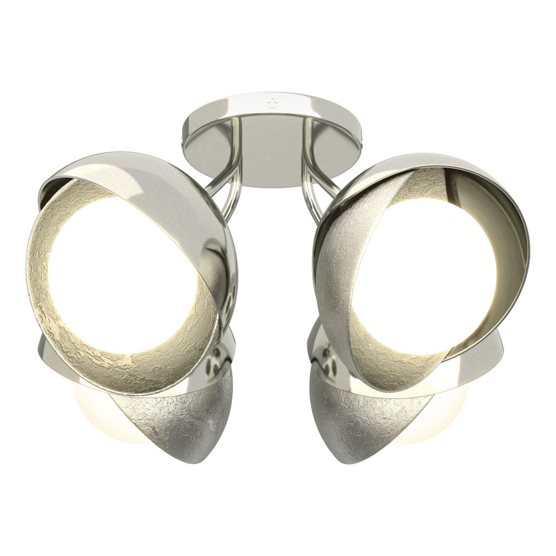 Brooklyn 4-Light Double Shade Semi-Flush Sterling Sterling
