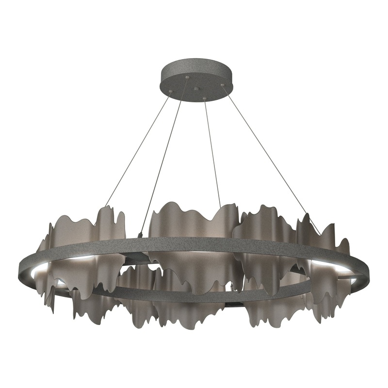 Hildene Circular LED Pendant Natural Iron Dark Smoke
