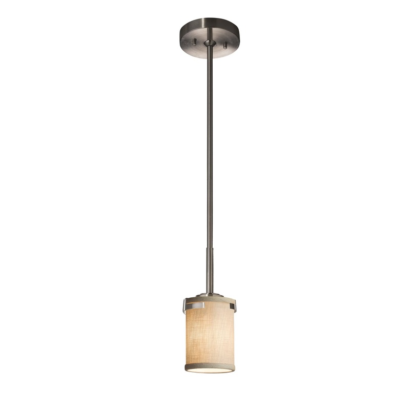 One Light Pendant from the Textile Collection in Brushed Nickel Finish by Justice Designs