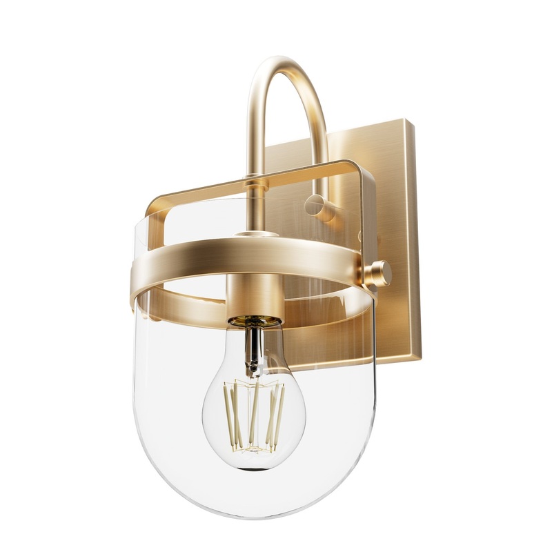 One Light Wall Sconce from the Karloff Collection in Alturas Gold Finish by Hunter
