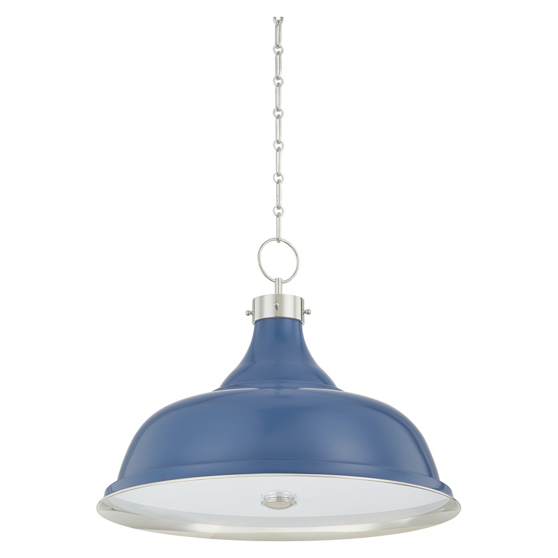 Painted No.1 4-Light Pendant Polished Nickel/Soft French Blue