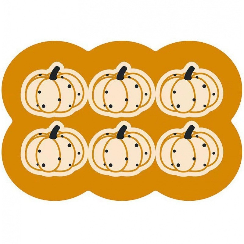 Style 8 Yellow Pumpkin Pattern Absorbent Diatomaceous Earth Pet Feeding Mat – Non-Slip & Quick Dry Placemat (50x80cm)