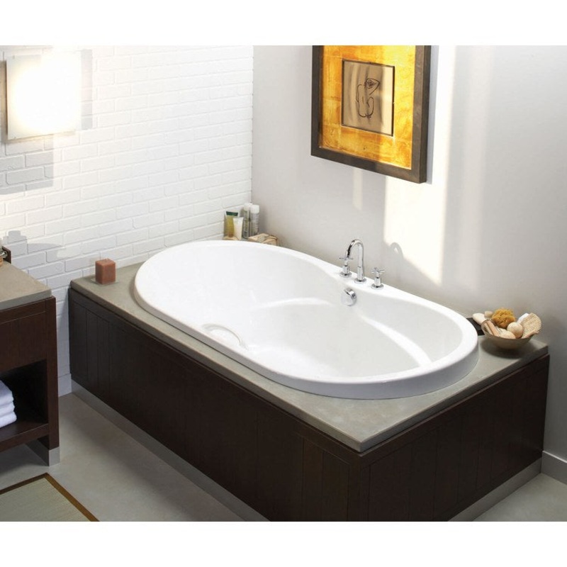 Tub Living 72L x 42W Inch Drop-In Aerofeel Center White Acrylic