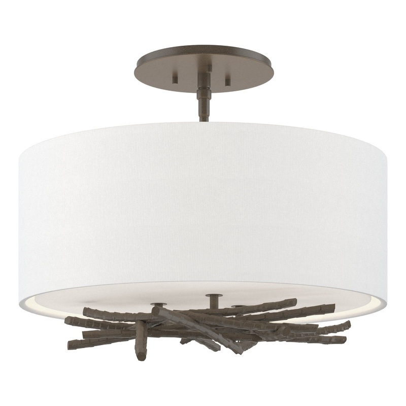 Brindille Semi-Flush Dark Smoke Natural Anna Shade (SF)