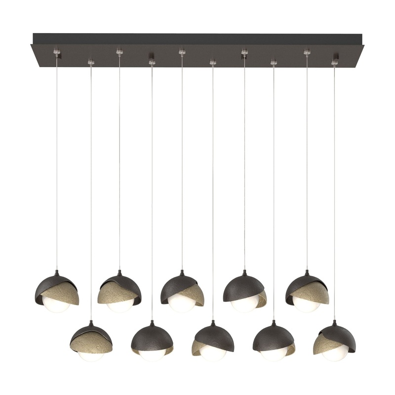 Brooklyn 10-Light Double Shade Pendant Oil Rubbed Bronze Soft Gold