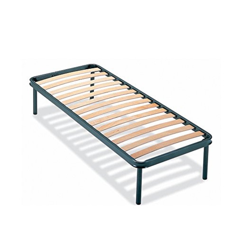Dormidoro Rete Letto Ortopedica Singola 80x190cm | 13 Doghe Legno Faggio | Struttura Acciaio 50mm | Piedi Avvitabili | Anticigolio | Doppia Barra Centrale | Altezza Totale 35cm