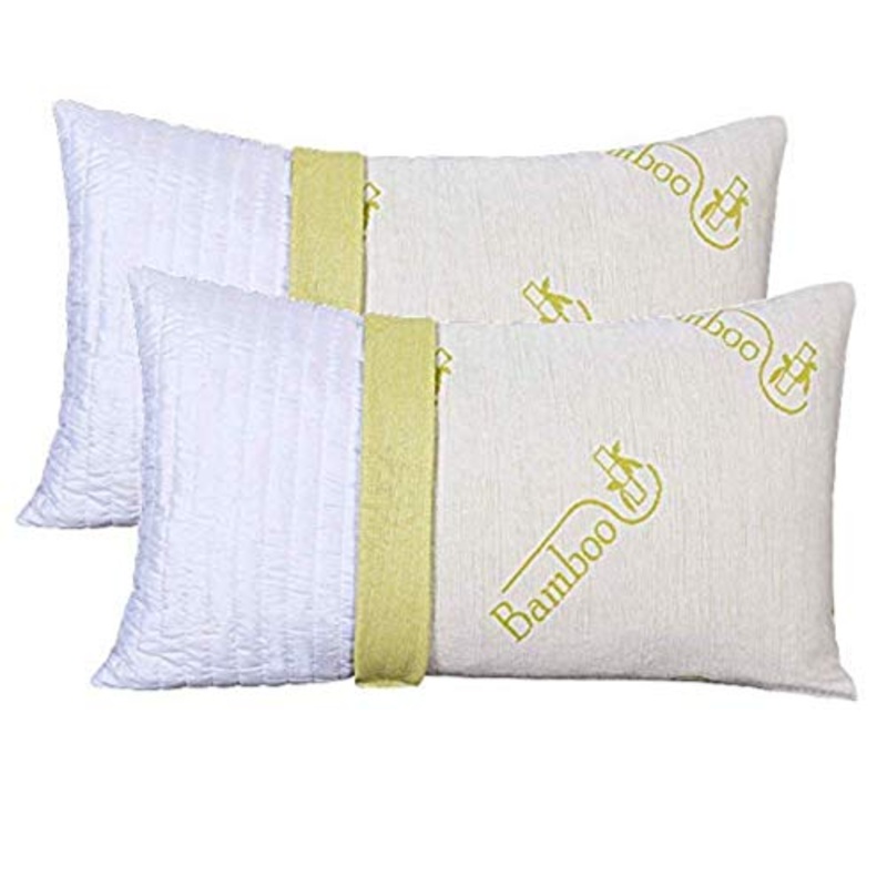 EVERGREENWEB Coppia Cuscini Letto in Memory Foam e Fodera in Fibra di Bambu Sfoderabili 40×70 h 12 cm Imbottitura Effetto Piuma con Fiocchi 100% Schiuma a Memoria CERVICALE 2 Guanciali Nuvola Bamboo