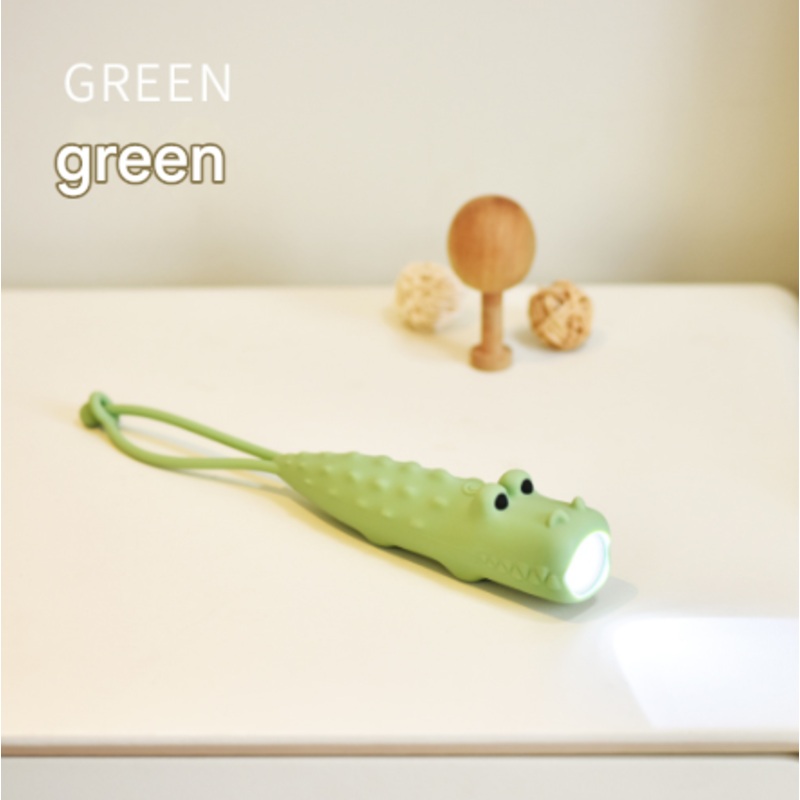 Green Adorable Crocodile Silicone LED Flashlight for Kids – USB Rechargeable, Dimmable Brightness, Portable Night Light