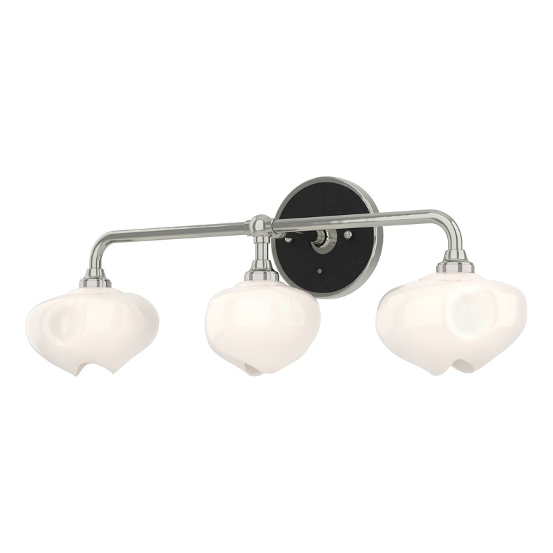 Ume 3-Light Curved Arm Bath Sconce Sterling Black