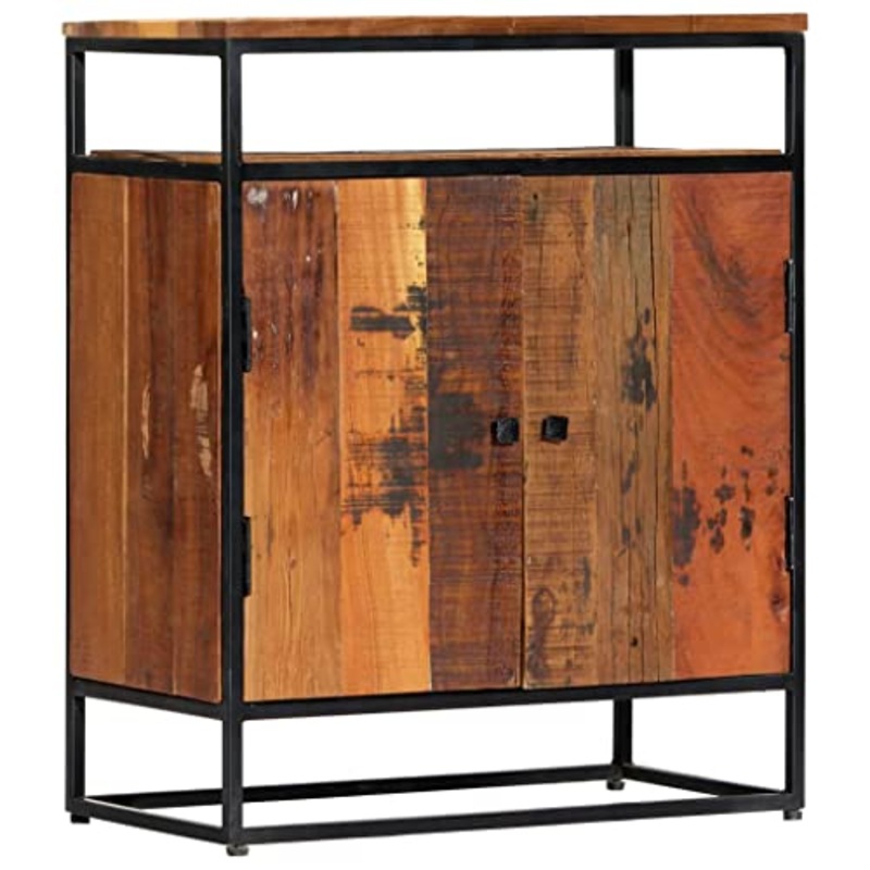 vidaXL Credenza Durevole Madia Resistente Ampia Spaziosa Robusta Pratica Utile Solida Armadio 60x35x76 cm in Legno Massello di Recupero e Acciaio