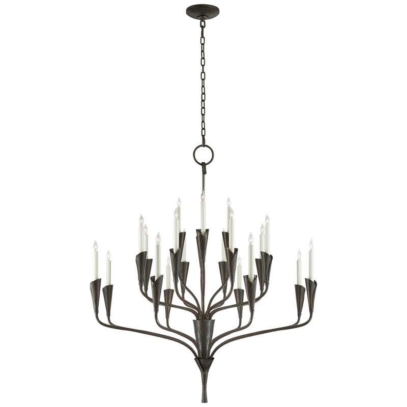 20 Light Chandelier from the Aiden Collection in Aged Iron Finish by Visual Comfort Signature