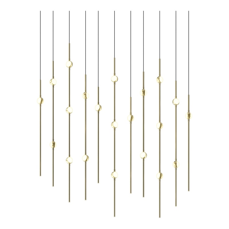 Aries 36″ Rectangle LED Pendant Satin Brass with White Optical Acrylic 3000K 10′ Adjustable Cord