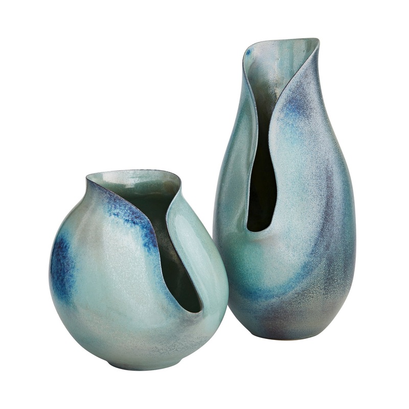 Arteriors 1085 Isaac Vases, Set of 2 Waterfall Reactive