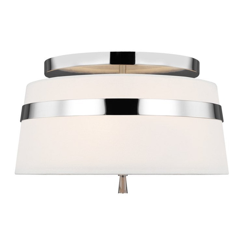 Ceiling Light Cordtlandt Semi-Flushmount Small 3 Lamp Polished Nickel White Linen